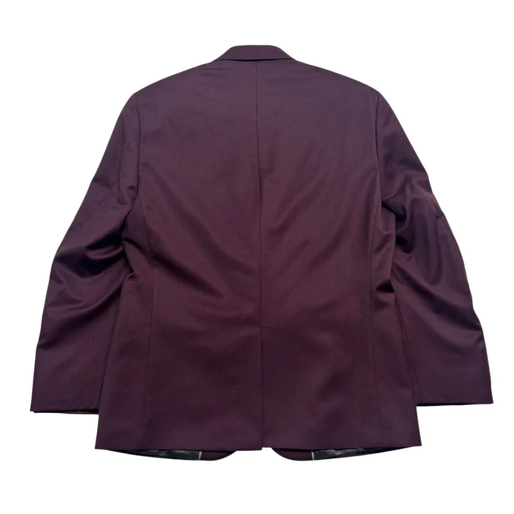 Paul Fredrick 38S Burgundy Gold Buttons Wool Blazer Jacket Sport Suit Coat Mens